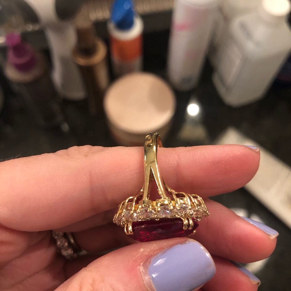 Statement Ring. Faux Ruby And Diamond - image 5